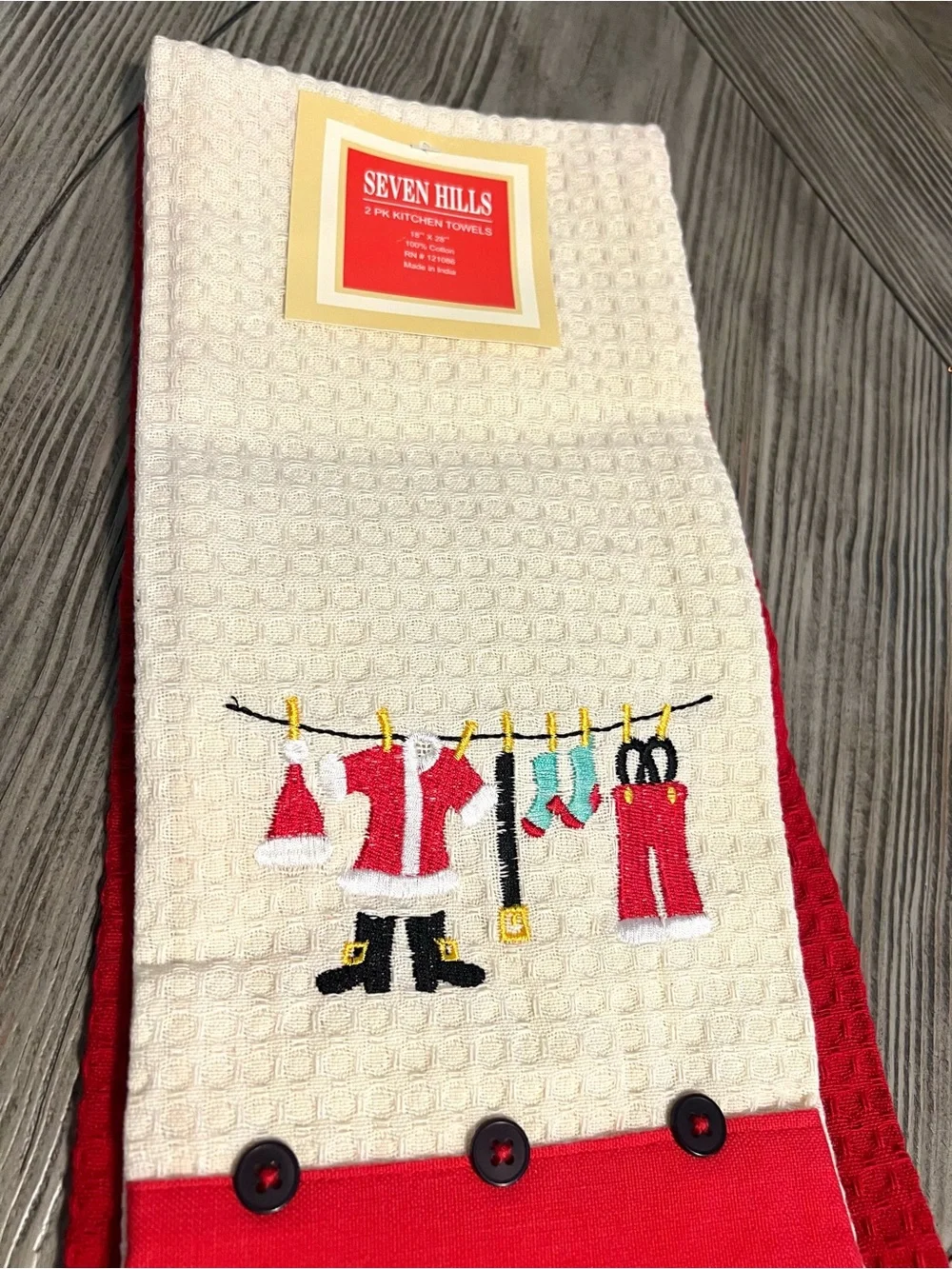 Seven Hills Santa’s Laundry Christmas Kitchen Towels – 2-Piece Set